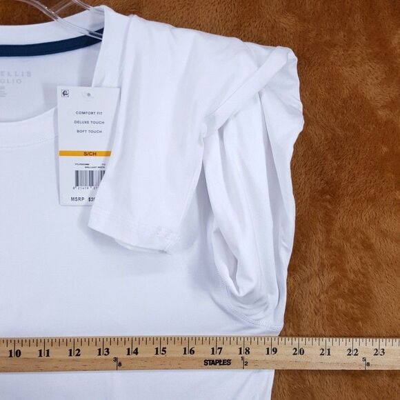 PERRY ELLIS Shirt Mens Small White Pullover Crew Deluxe Touch Soft Comfort - Picture 6 of 8